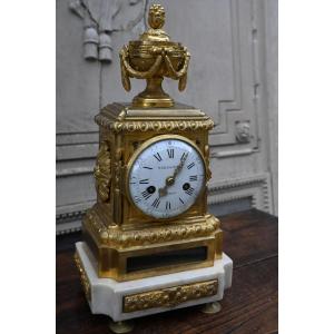 Louis XVI Period Clock With Fleur De Lys Signed De Barancourt