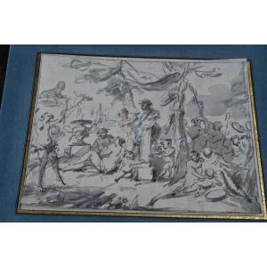 Bacchanale , Wash Drawing XVIII After Jean Baptiste Marie Pierre