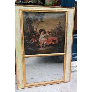 Late 18th-century Trumeau, With A Painting Depicting A Gardener, Louis XVI Period