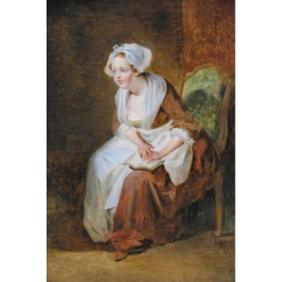 Charming Oil Young Woman Reading Her, Jean Baptiste Charpentier