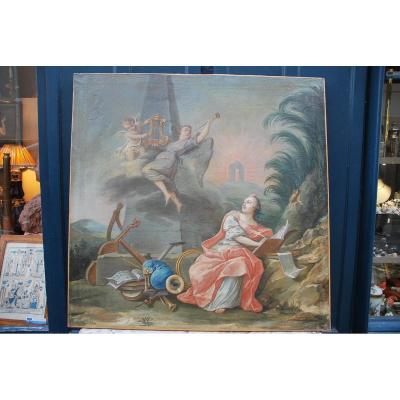Large Oil On Canvas XVIII Allegory Of The Music Van Loo