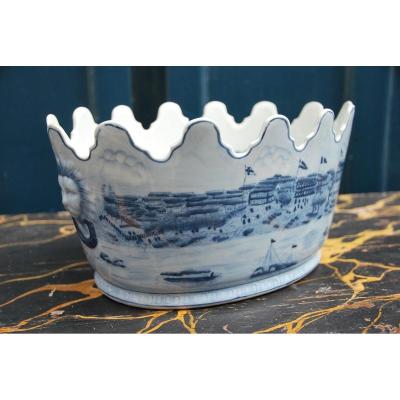 Oval Porcelain Canopy From China White Blue