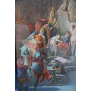 Oil Scene Of Seraglio Follower Of Fernand Cormon XIX