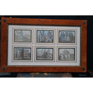 XIX School Set Of Six Gouaches Of Sailors