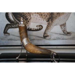 Horn Mounted In Silver Metal