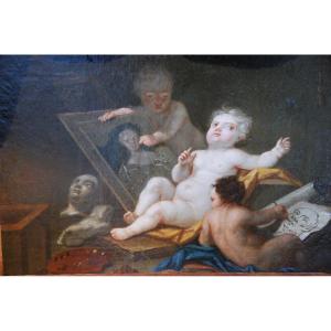 Allegory Of Painting Follower Of Noel Hallé, XVIII