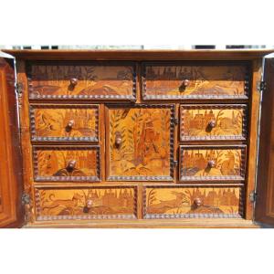 Rare Cabinet In Marquetry Augsburg XVII