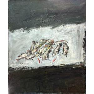 The Blackbird, Signed Maly 1974, Oil On Canvas, 162x130cm, Unframed