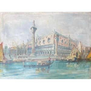 View Of Venice, 20th Century, Unsigned, Oil On Canvas, 38.5x28.5cm, Unframed