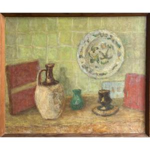 Still Life, Unsigned, 20th Century, Oil On Canvas, 55x68cm, With Frame