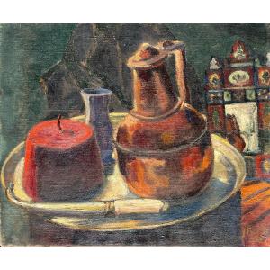 Y Farge, Still Life, 20th Century, Oil On Canvas, Signed, 65x54 Cm, Unframed