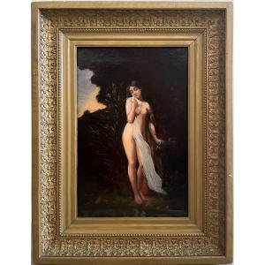Fh Laury, Woman With A Dove, 19th Century, Oil On Canvas, Signed, 65 X 54 Cm, With Frame