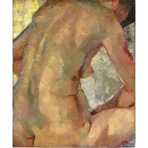 J Dulac (1902-1968), Dos De Femme Nue Assise, XXe, Huile Sur Toile, Signé, 65x54cm, Sans Cadre