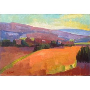 Landscape, Signed A Turco, 20th Century, Oil On Canvas, 50x73 Cm, Unframed