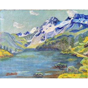 Mountain Landscape, 20th Century, Signed, Oil On Wood, 23x18cm, Unframed