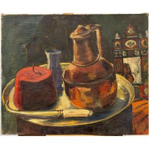 Y Farge, Still Life, 20th Century, Oil On Canvas, Signed, 65x54 Cm, Unframed