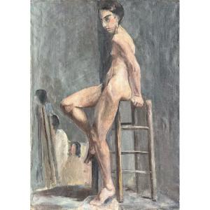 Female Nude Recto/verso, Late 19th Century, Unsigned, Oil On Canvas, 73x50cm, Unframed
