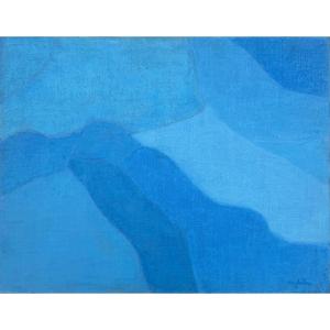 Landscape, Signed Michel Fabre, Oil On Canvas, 61 X 46 Cm Unframed