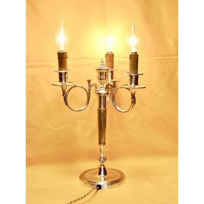 Silver Metal Candelabra Three Lights