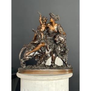 Bronze Sculpture Entitled "ceres Riding A Tiger"