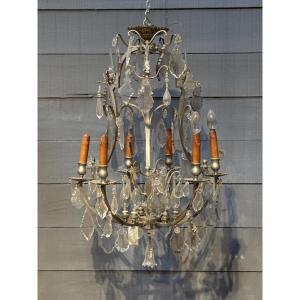 Crystal And Nickel-plated Brass Chandelier