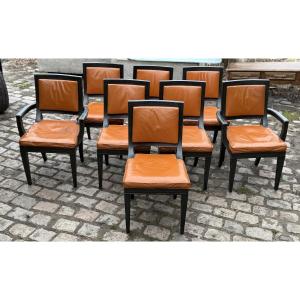 6 Vintage Leather Chairs & 2 Armchairs