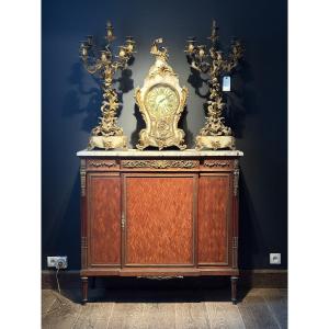 A Side Board In Marquetry And Finely Chiseled Bronze. 