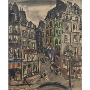 Paris 1930 By Jp Kimpe (gouache) 47.5x38 Cm