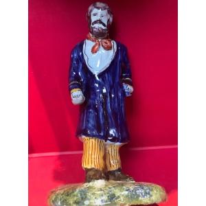 Jules Verne, Colored Earthenware Height: 18 Cm 