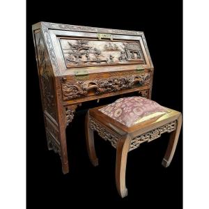 Charming Desk / Secretary With Ottoman, China Circa 1900
