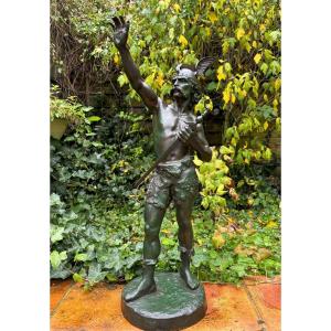 "vercingetorix" Bronze Sculpture With Green Patina 19th Century (83 Cm)