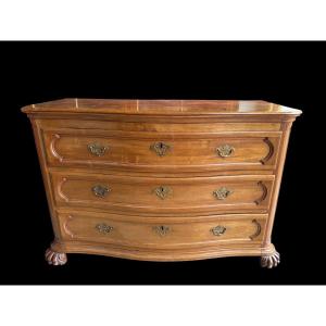 Louis XV Curved Chest Of Drawers In Cherry Wood From The 18th Century.