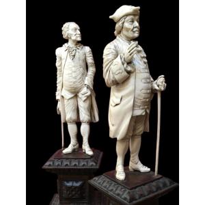 Pair Of Ivory Sculptures Circa 1800 