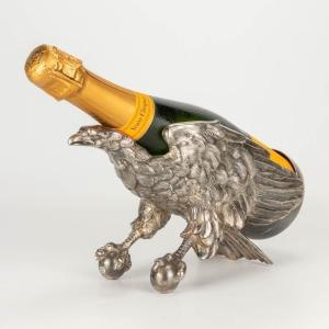Rare 19th Century Silvered Bronze "eagle" Bottle Holder.