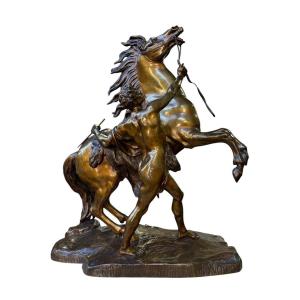 Bronze Sculpture By Guillaume Coustou "the Horse Of Marly" 19th Century.