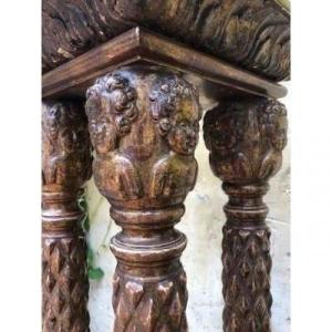 18th Century Renaissance Style Four-column Pedestal In Gilded Wood.