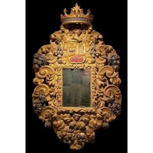 Large Castle Mirror, Baroque 17th Century (210 Cm).