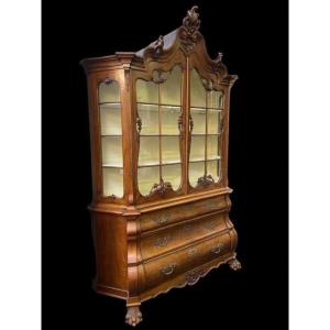 Beautiful 19th Century Dutch Walnut Display Cabinet.