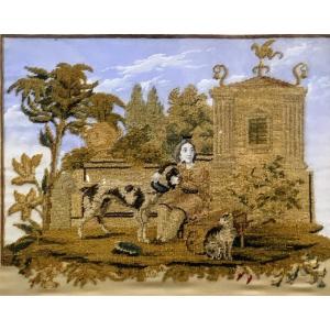 19th Century Silk Girl Embroidery 