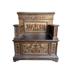 19th Century Italian Walnut Entryway Bench