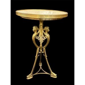 Gilt Bronze/marble Side Table Signed By F. Barbedienne, 19th Century.
