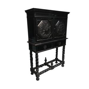 Cabinet With Carved Ebony Panels 