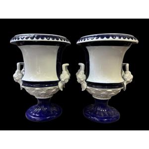 Pair Of Large Medici Porcelain Vases (45 Cm).