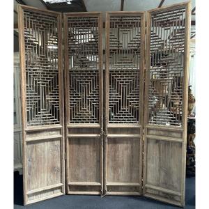 Large Decorative 19th Century Solid Wood 4-piece Door.