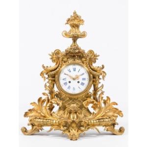 Large 19th Century French Gilt Bronze Floral Clock. ( 65 Cm )