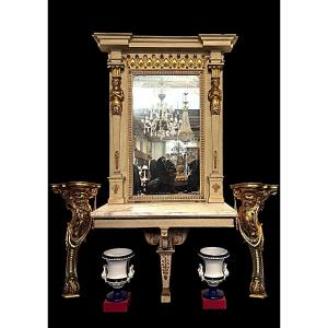 Large Empire Console With Mirror, 1800-1820 ( 282.5 Cm )