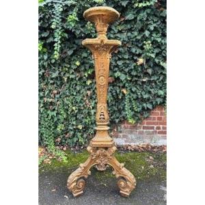 Large 19th Century Regence Style Gilded Wood Torchiere ( 166 Cm )