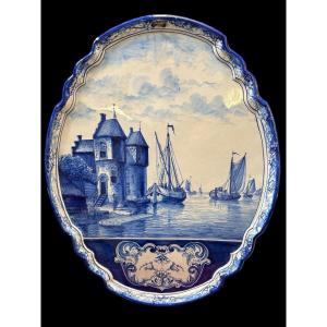 Pair Of Large Makkum Earthenware Wall Plaques ( 60 Cm ).