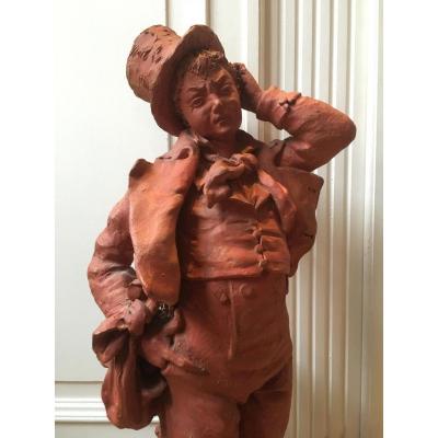 Terracotta Sculpture "an Unfortunate Accident" Late 19thc.