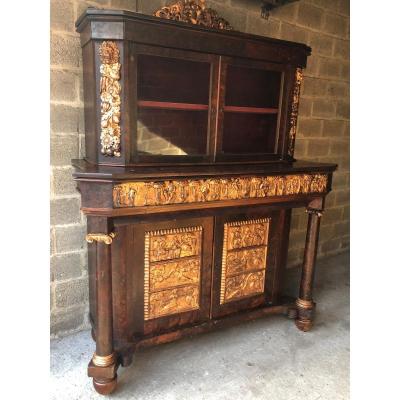 Special Showcase / Secretary In Burr Walnut Veneer Early 19thc.